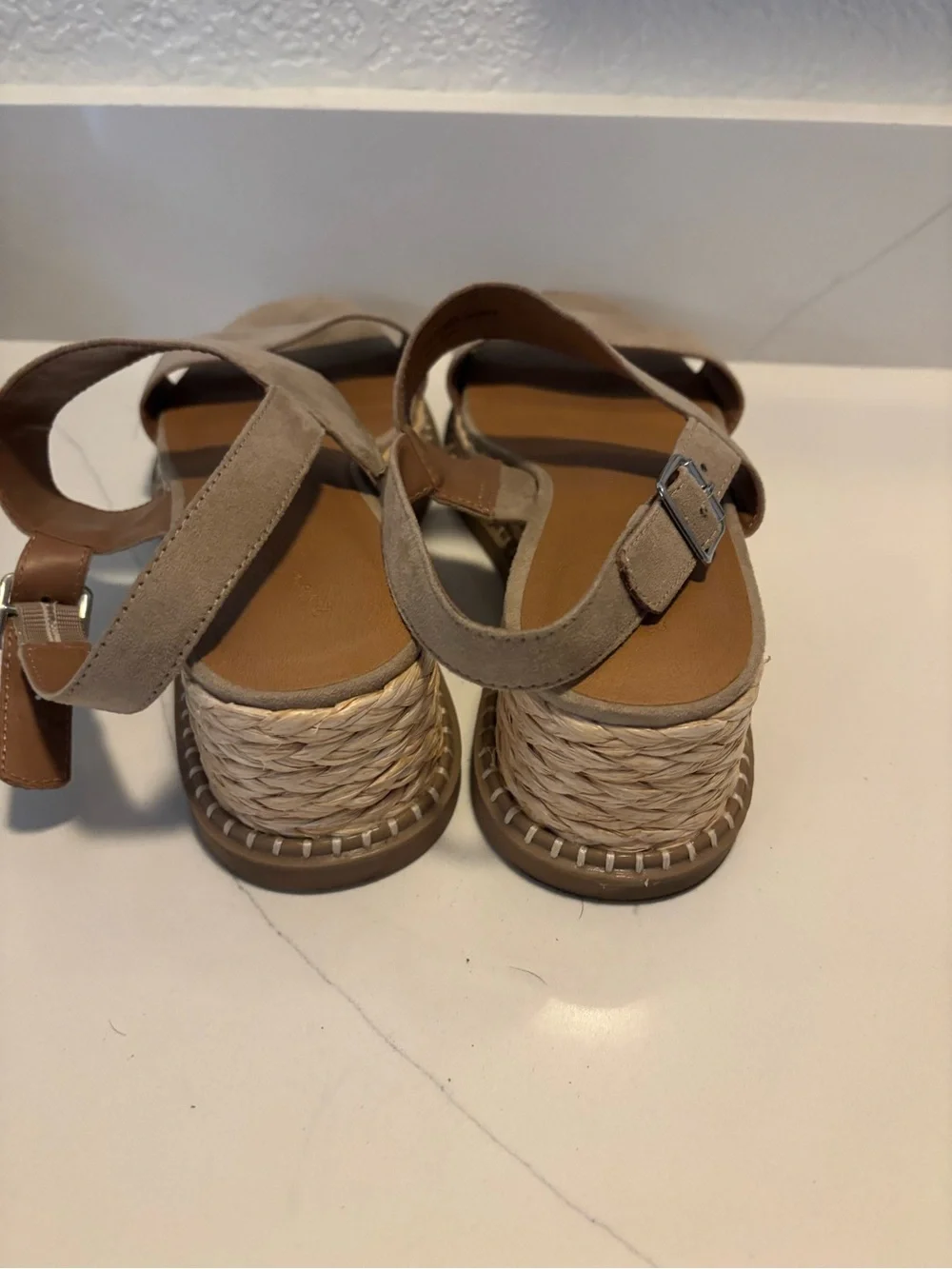 Universal Thread Taupe Suede Wedge Sandals with Espadrille Platform
